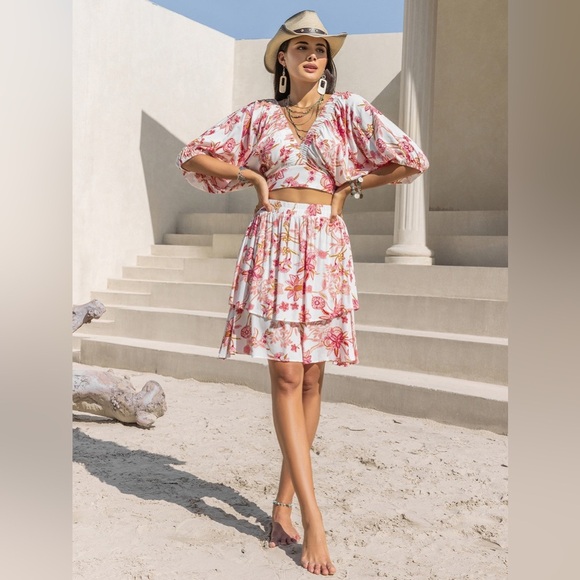 Two-piece Set Half Sleeve Top and Skirt Set - Picture 7 of 8